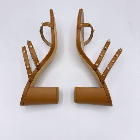 Stuart Weitzman Superstud 75 Block Slide Sandal In Almond - Picture 7 of 9